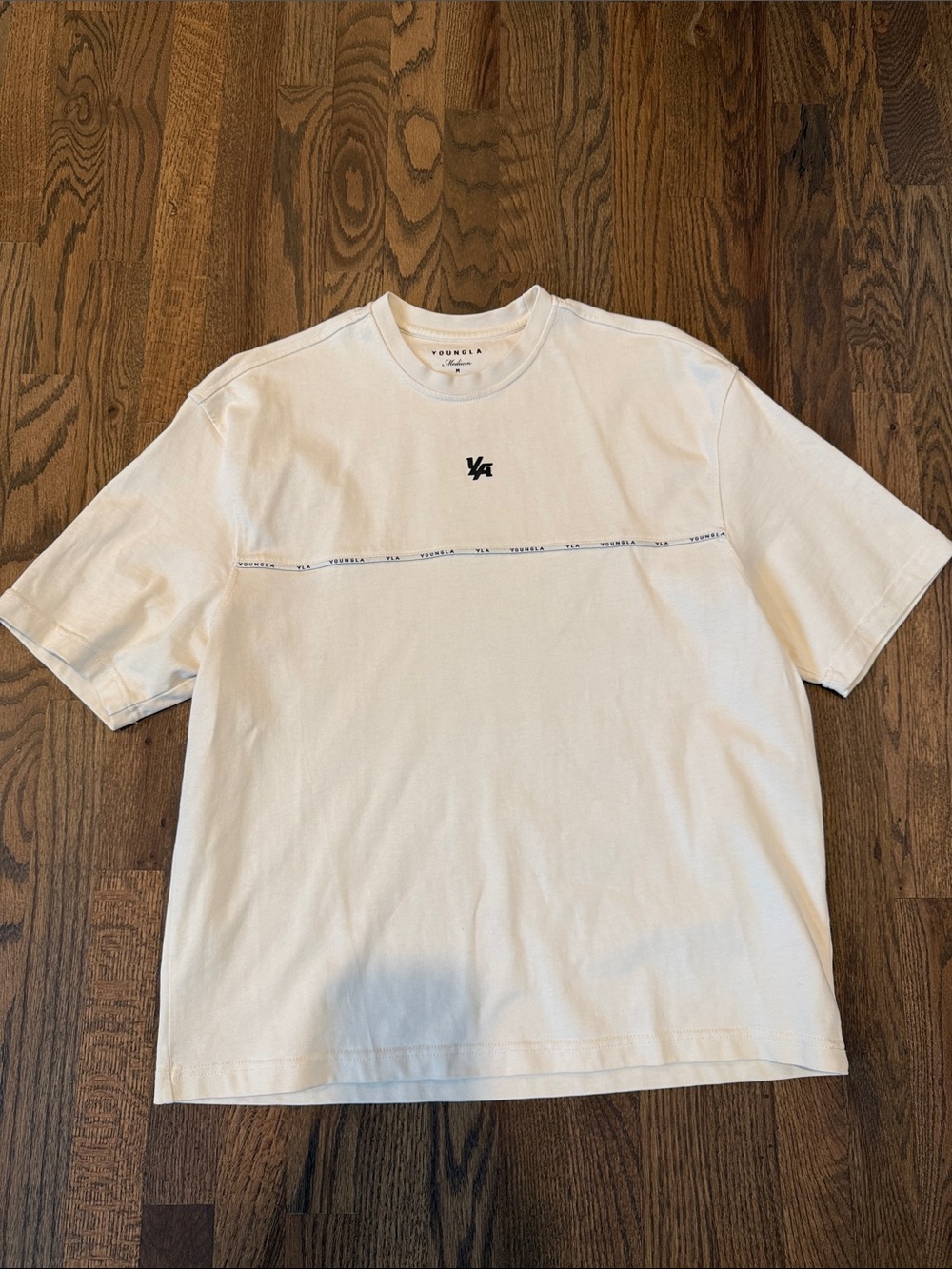 YoungLA Off-White Short Sleeve Logo Tee | Size M